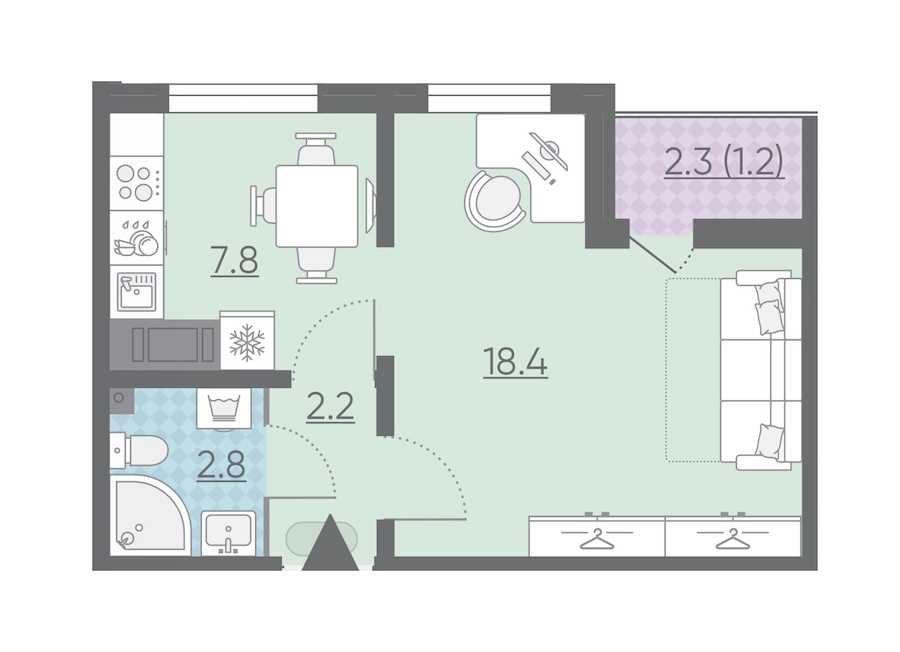 Однокомнатная квартира в : площадь 32.4 м2 , этаж: 3 – купить в Санкт-Петербурге